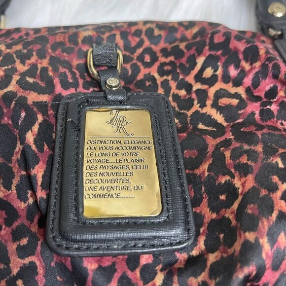JPK Paris 75 Magenta Black Animal Print Fabric Satchel / shoulder bag . - Picture 7 of 12